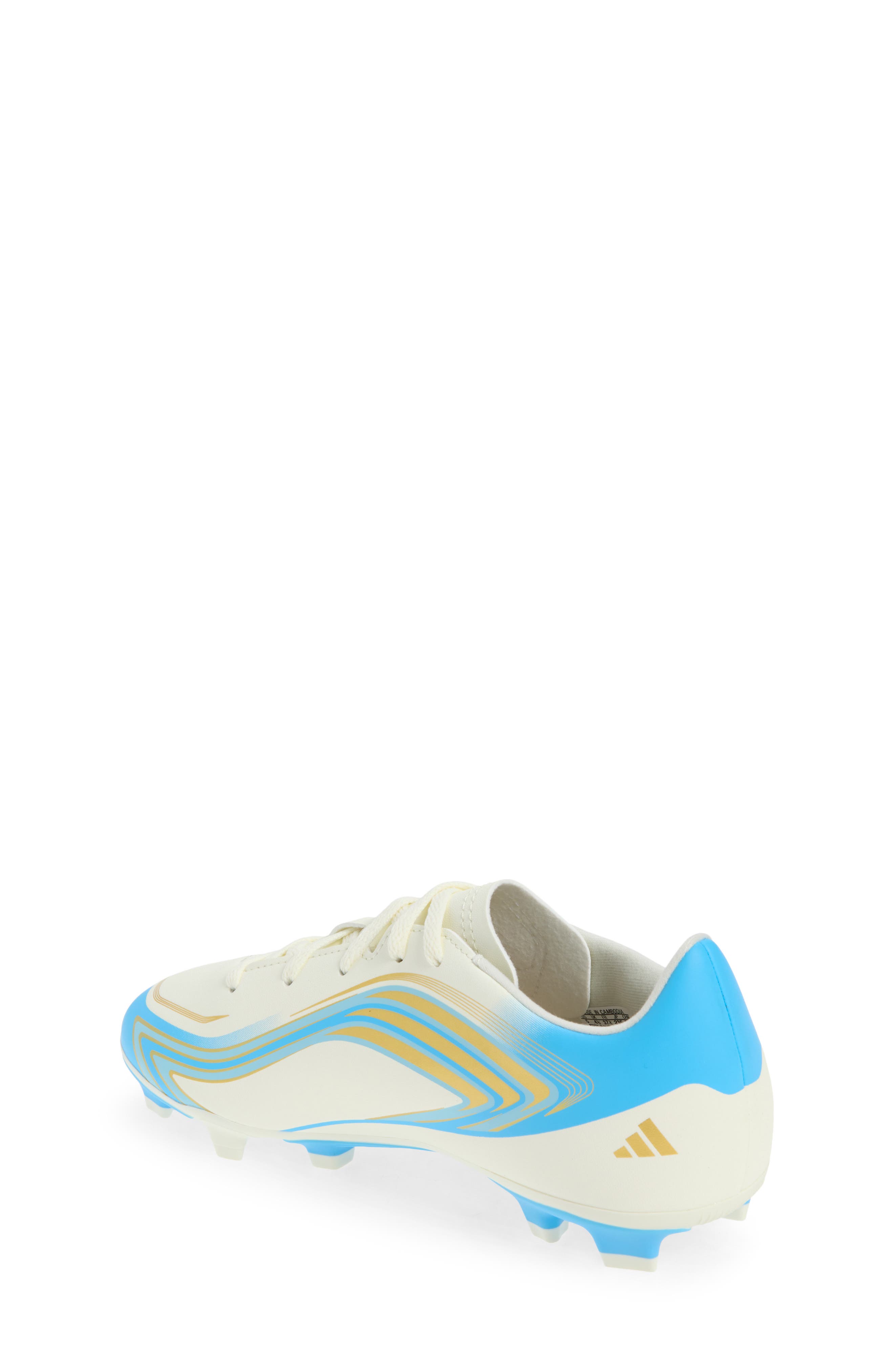 adidas Kids' F50 Messi Club Soccer Cleat, Alternate, color, Ivory/ Semi Blue/ Icey Blue