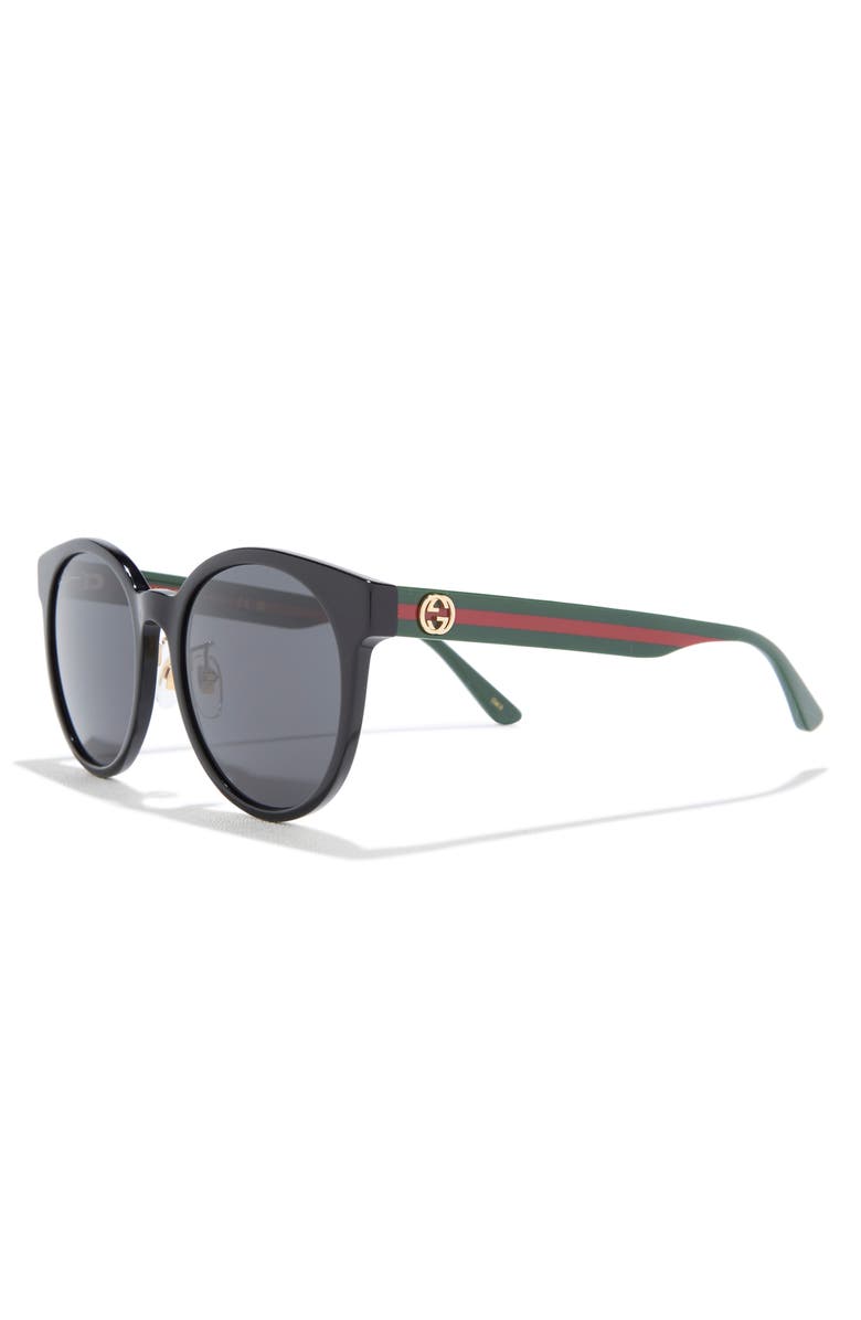 Gucci 55mm Round Sunglasses, Alternate, color, Black Multicolor Grey