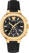 Versace V-Chrono Square Swiss Quartz Croc Embossed Leather Strap Watch, 40mm