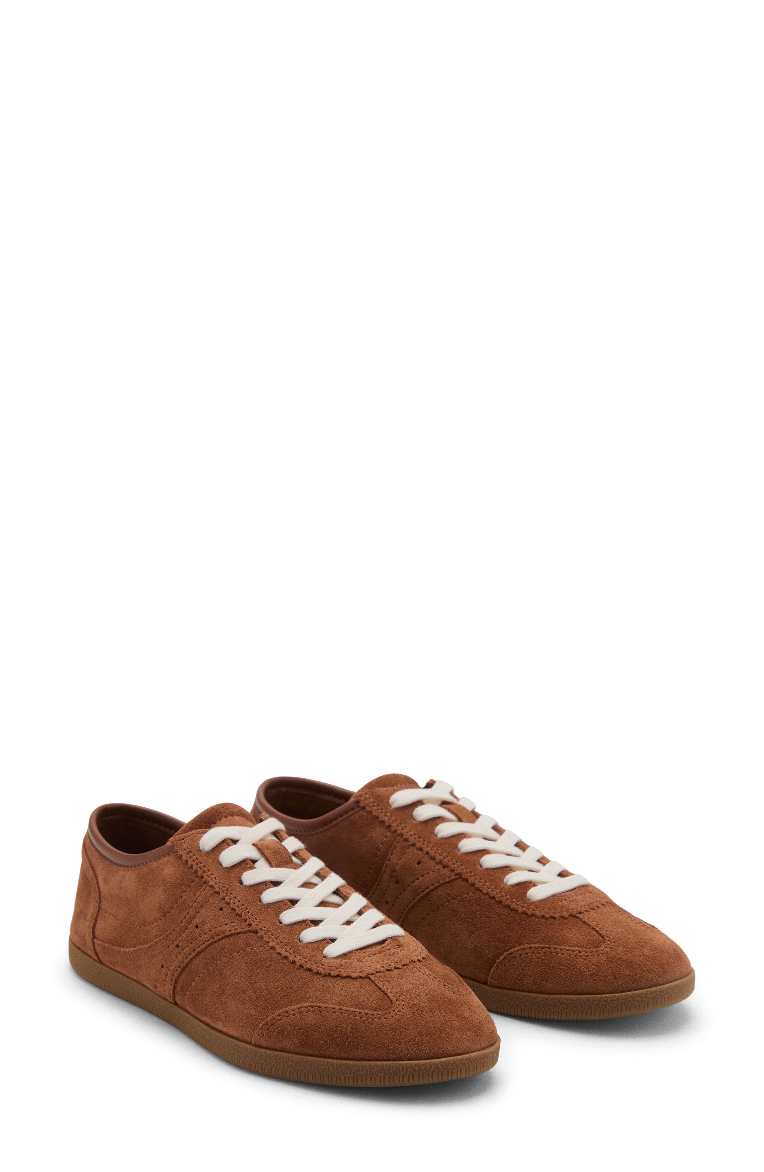 MANGO Suede Sneaker, Main, color, Medium Brown
