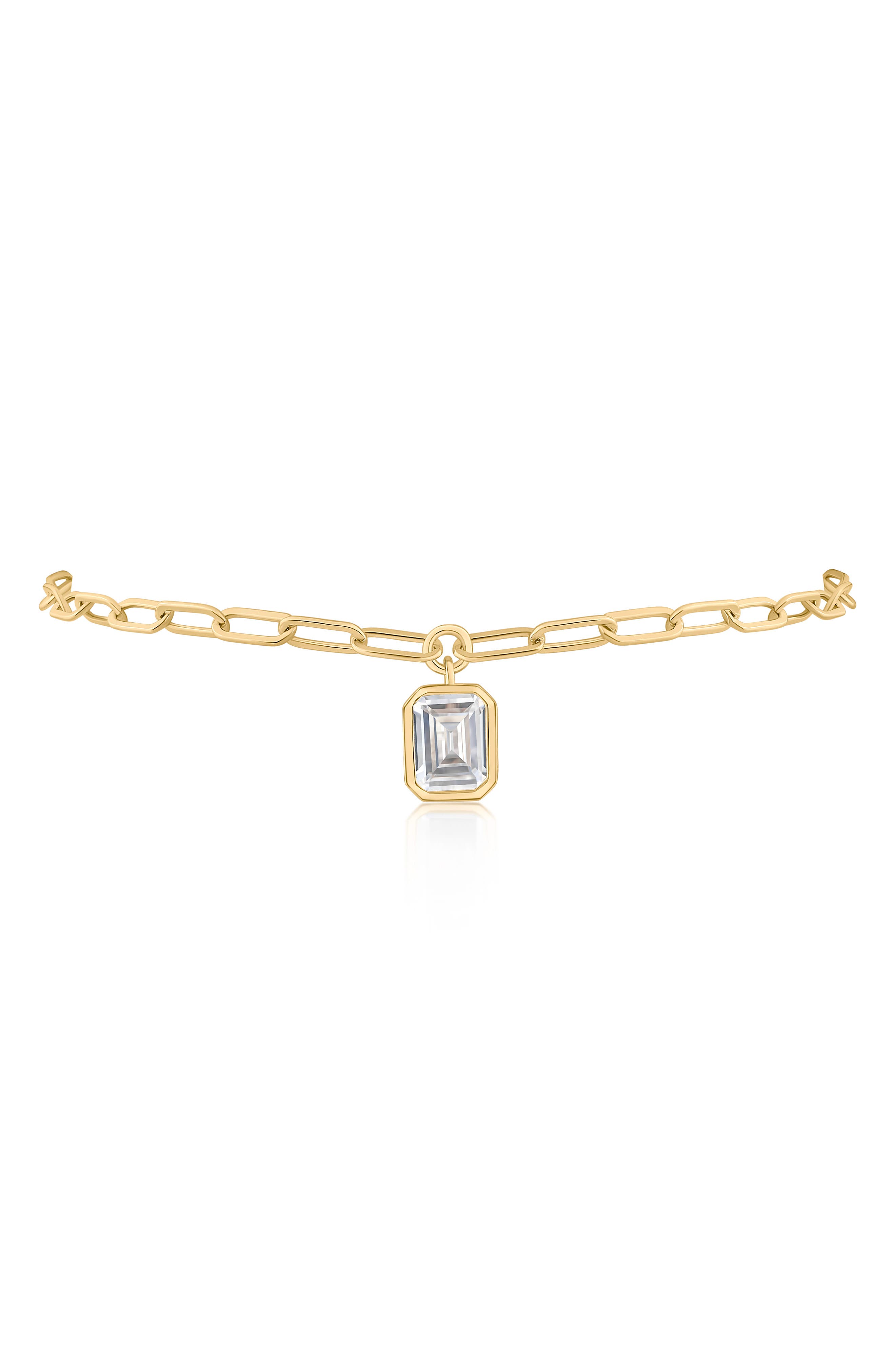 Emerald Cut Cubic Zirconia Charm Anklet