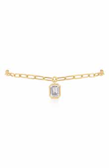 Emerald Cut Cubic Zirconia Charm Anklet
