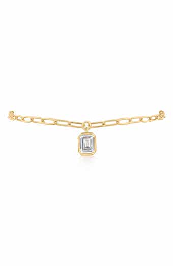 Emerald Cut Cubic Zirconia Charm Anklet