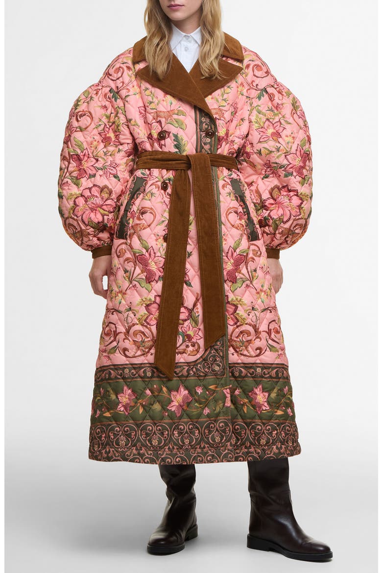 x FARM Rio Cami Quilted Coat, Main, color, TROPICAL/BEIGE HEART