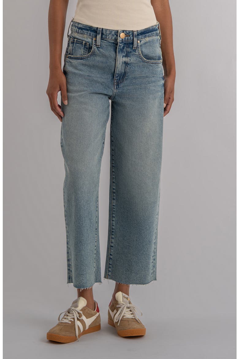 Gwen Raw Hem High Waist Crop Wide Leg Jeans, Main, color, REGARD