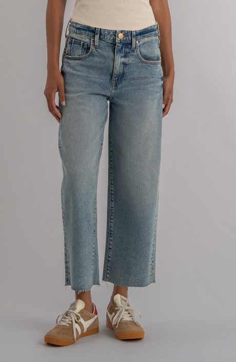 Gwen Raw Hem High Waist Crop Wide Leg Jeans
