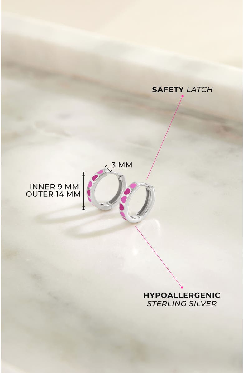 In Season Jewelry Enamel Hearts Girls Huggie Hoops, Alternate, color, Pink