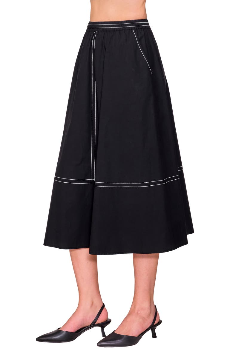 MELLODAY Contrast Stitch Poplin A-Line Skirt, Alternate, color, 