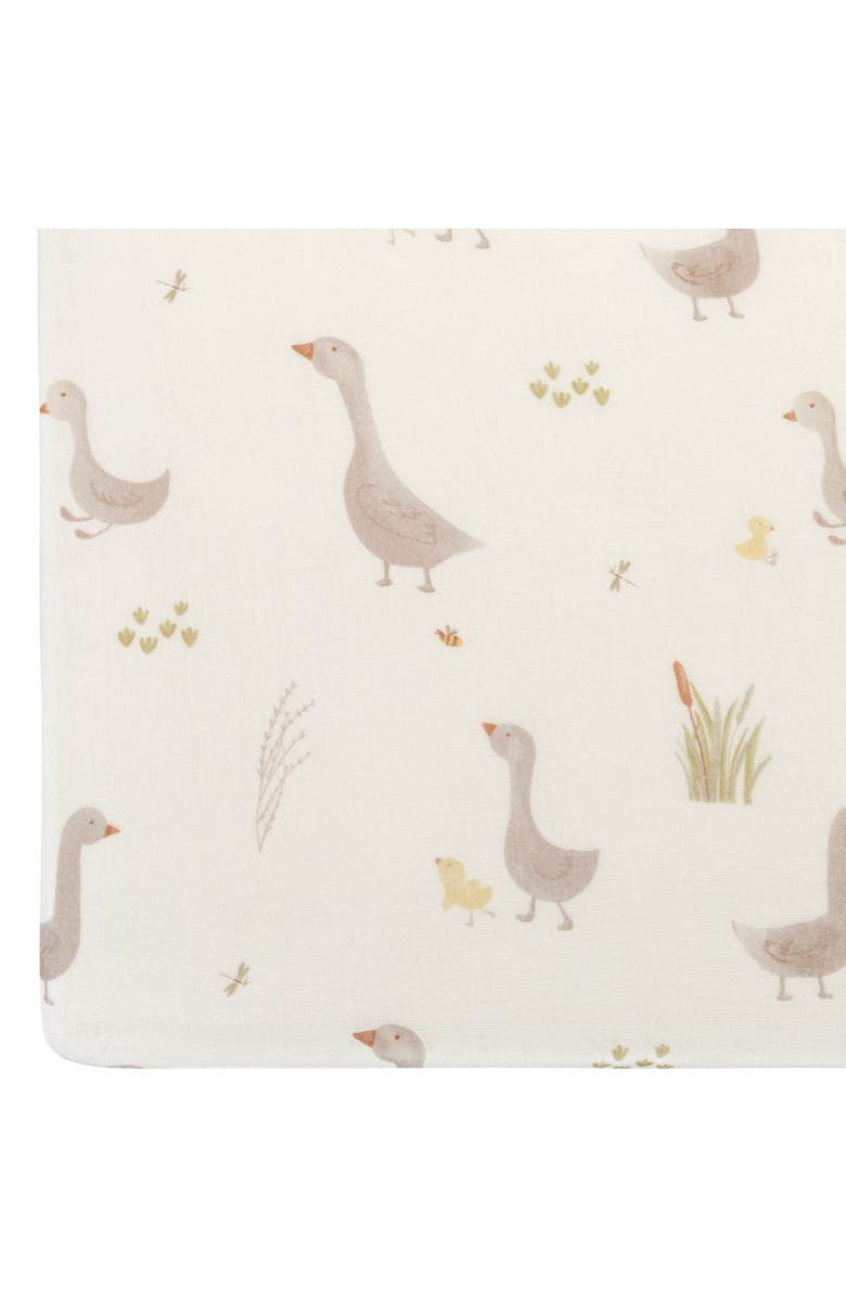 CRANE BABY Goose Fitted Cotton Crib Sheet, Alternate, color, Beige