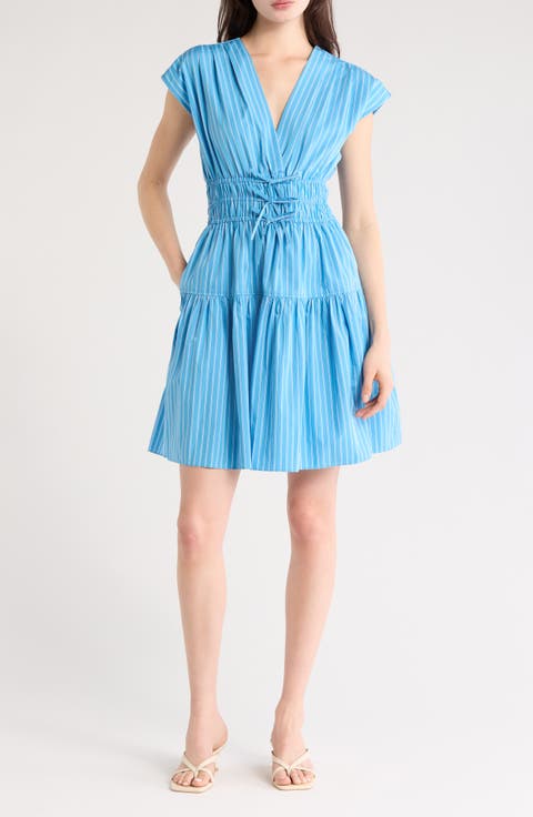 Tora Pinstripe Sleeveless Fit & Flare Dress