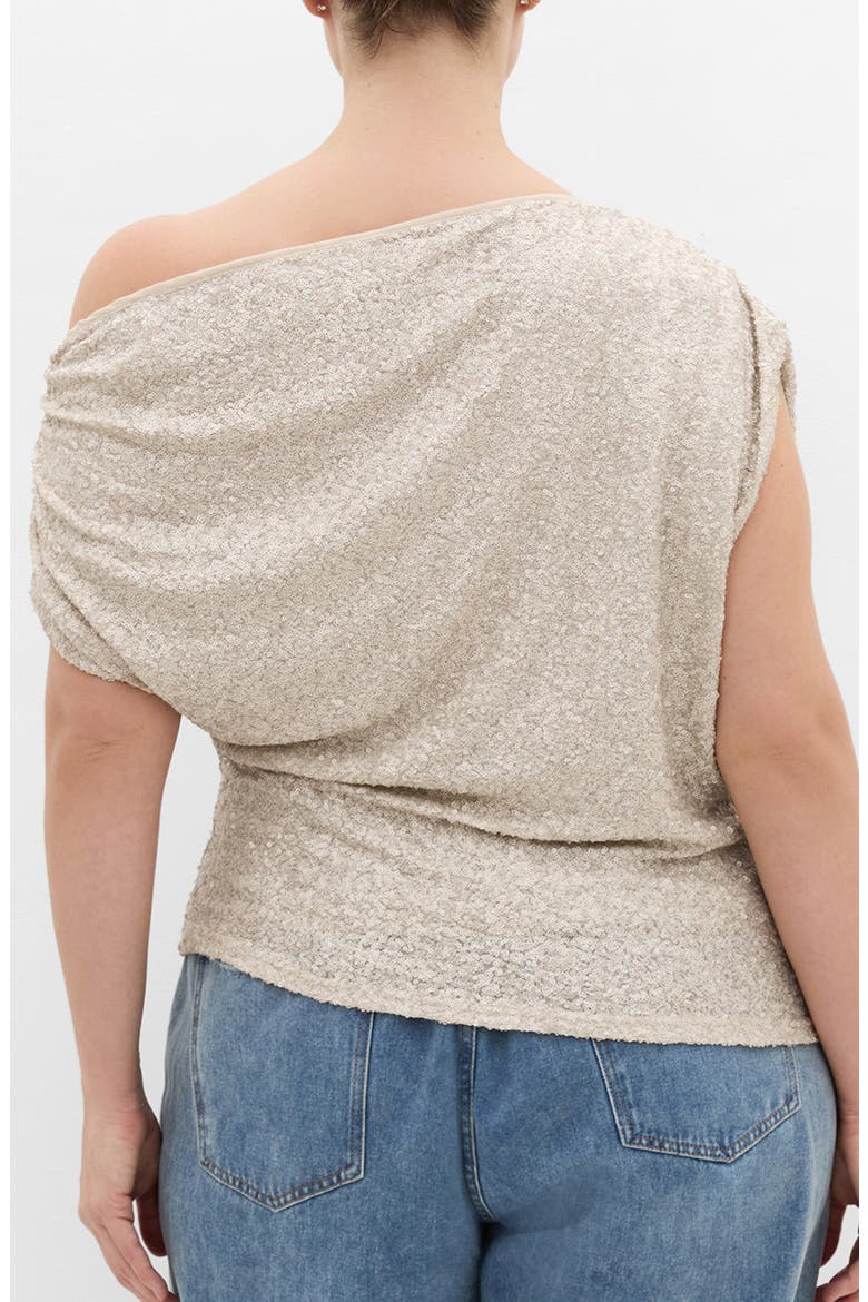 Adorn Sequined Off the Shoulder Top, Alternate, color, BRONZE GODDESS