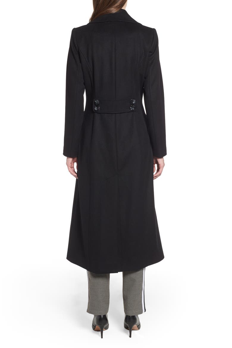 Double Breasted Long Wool Coat, Alternate, color, BLACK