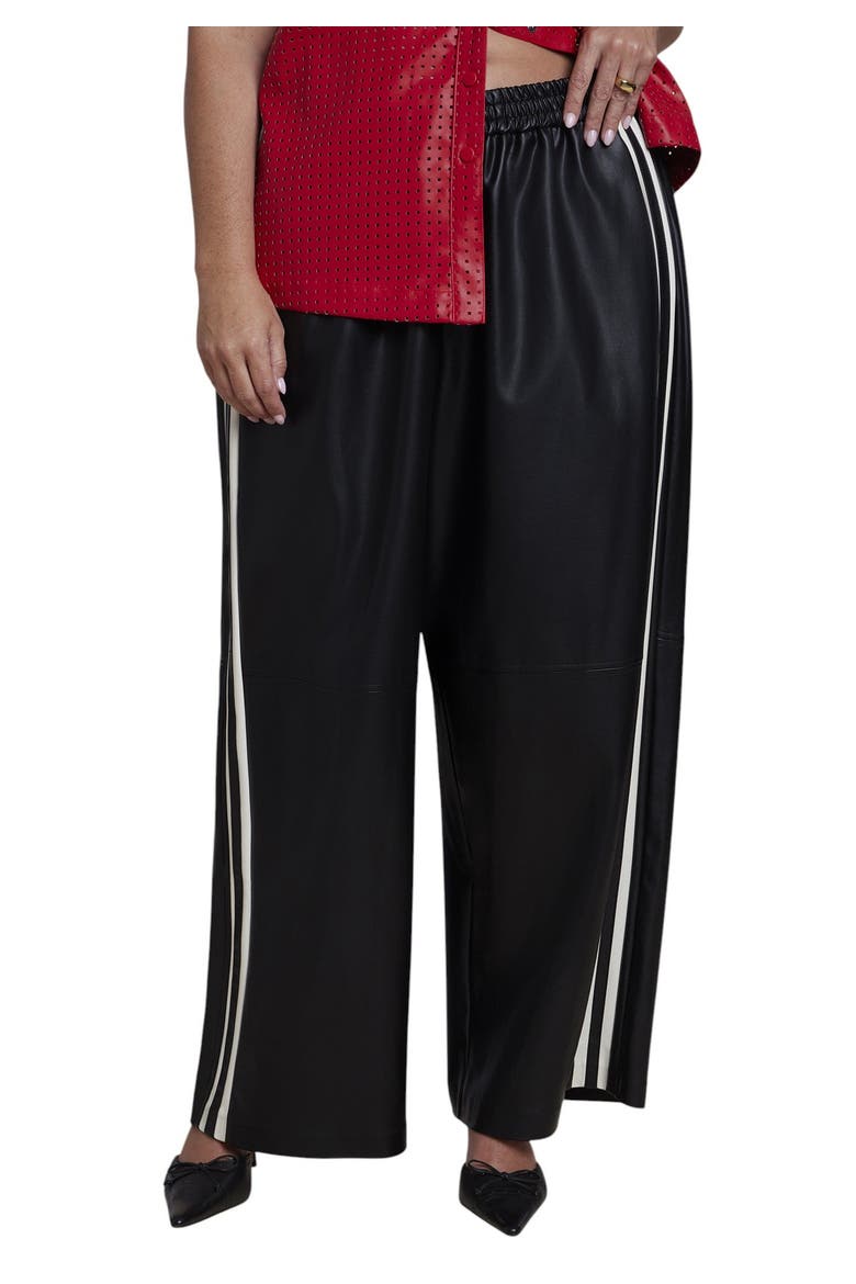 Faux Leather Pull On Track Pant (plus), Main, color, BLACK ONYX