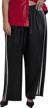 ELOQUII Faux Leather Pull On Track Pant (plus)