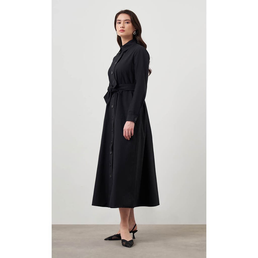Mizalle Button Up Belted Dress in Black  product