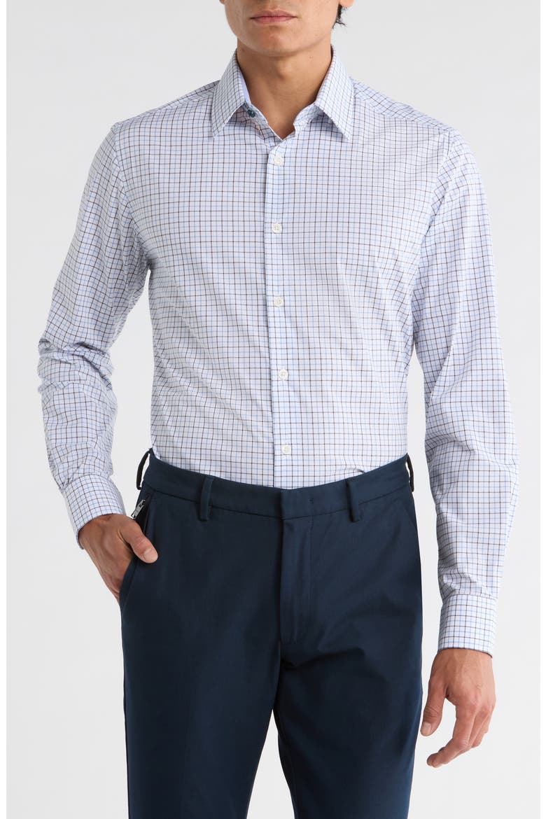 Check Print Slim Fit Dress Shirt, Main, color, BLUE