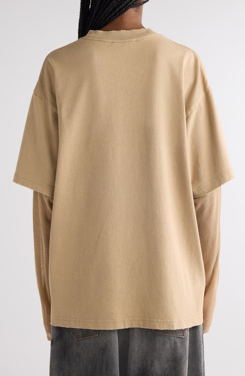 Acne Studios Edra Double Layered Cotton & Mesh T-Shirt, Alternate, color,
