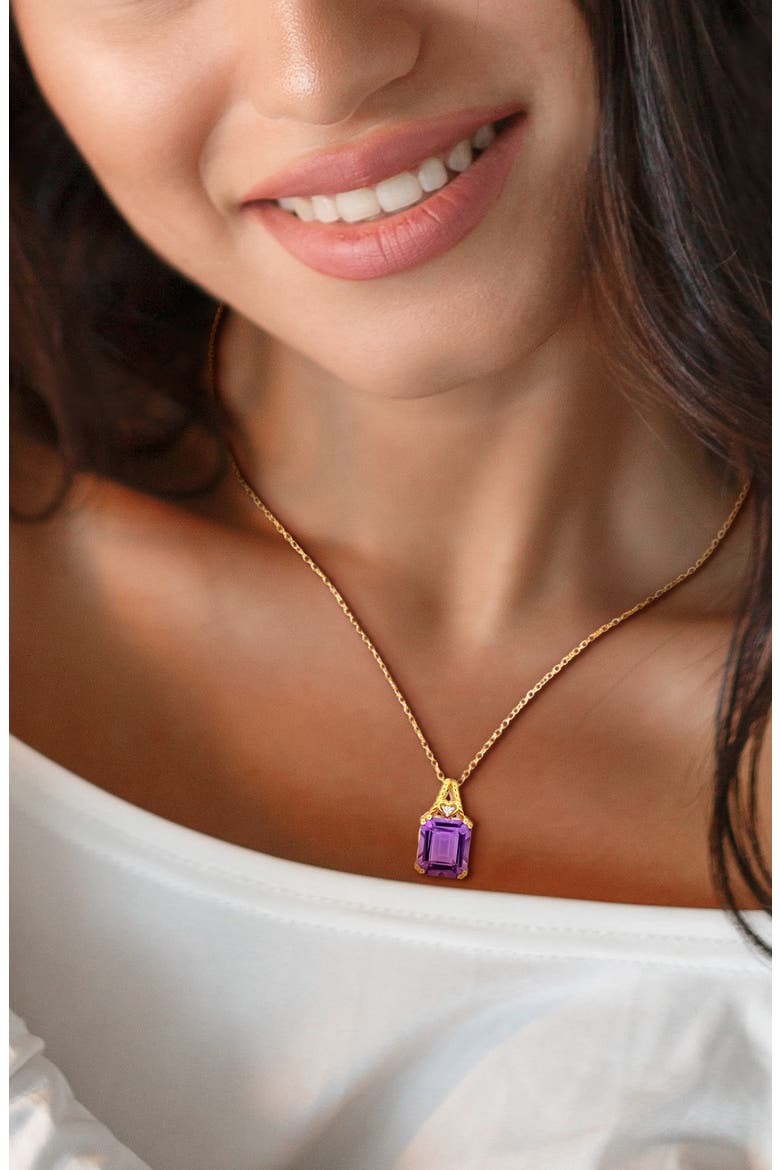 Octagon Amethyst Pendant Necklace, Alternate, color, PURPLE