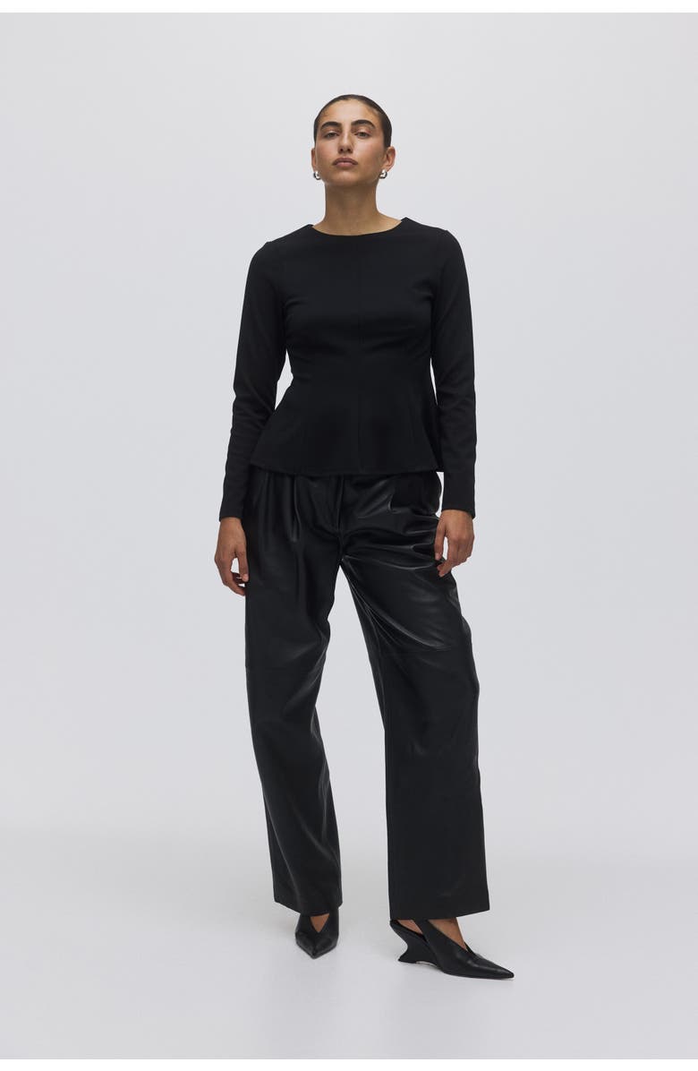 H&M Jersey Peplum Top, Alternate, color, Black
