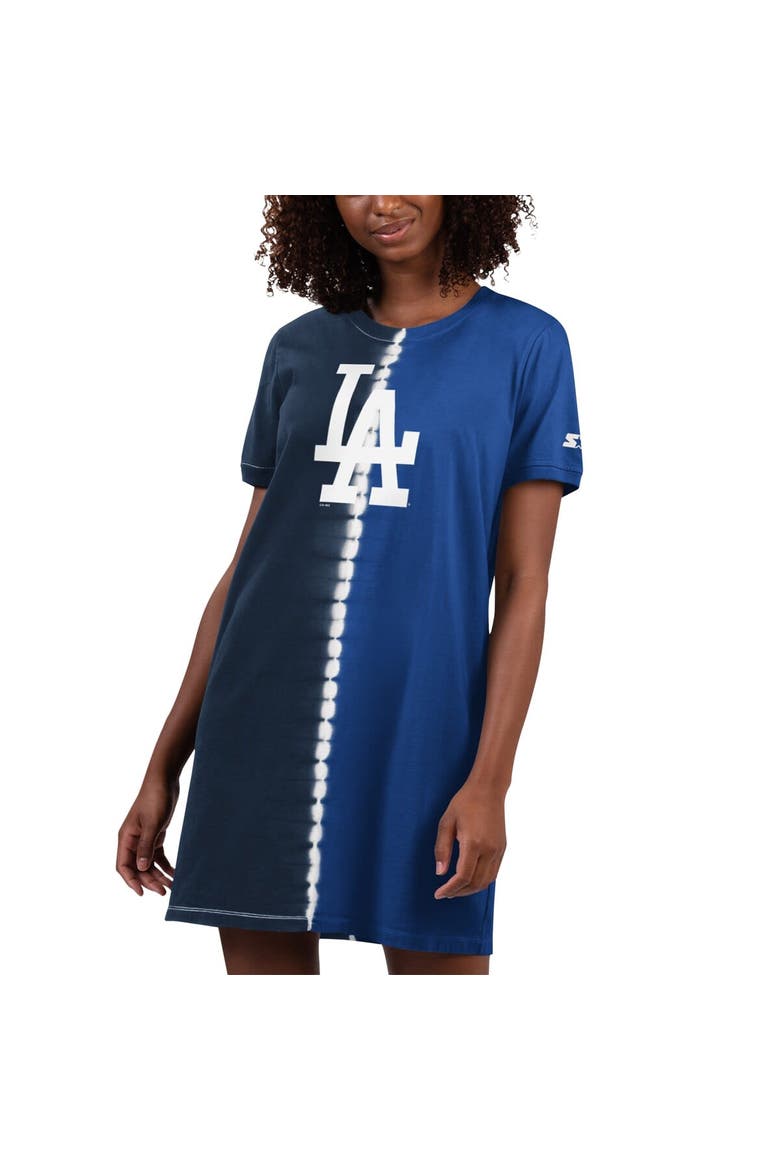 Women's Starter Navy/Royal Los Angeles Dodgers Ace Tie-Dye Sneaker Dress, Alternate, color, Navy