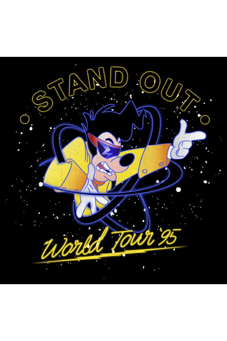 Men's A Goofy Movie Max Stand Out World Tour '95  Graphic T-Shirt, Alternate, color, Black