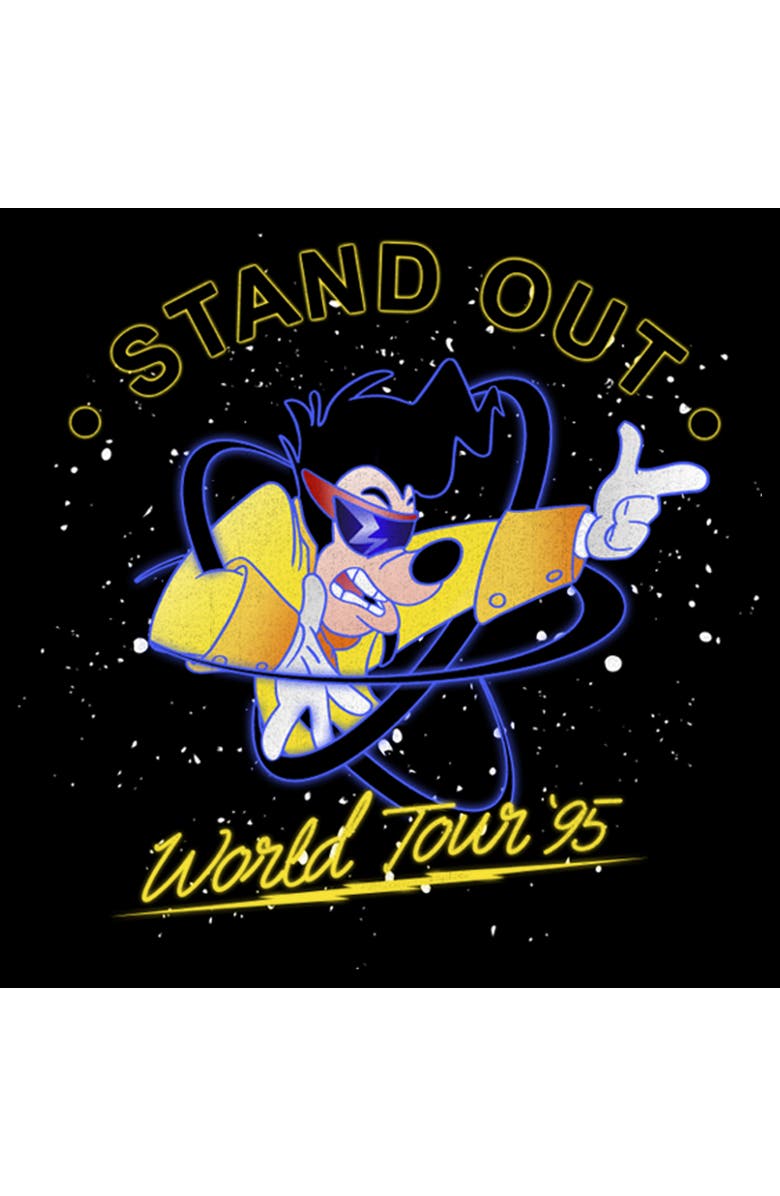 A Goofy Movie Men's A Goofy Movie Max Stand Out World Tour '95 Graphic T-Shirt, Alternate, color, Black