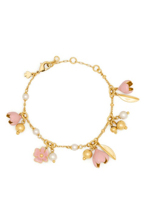 golden bloom flower charm bracelet