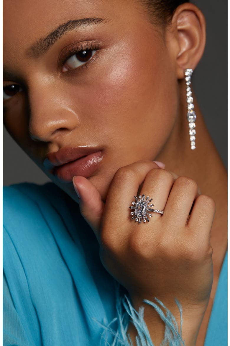 Stellar Halo Ring, Alternate, color, RHODIUM