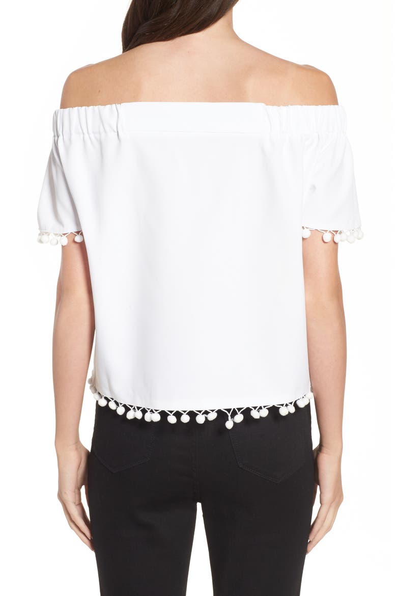Pompom Off the Shoulder Top, Alternate, color, VELLUM