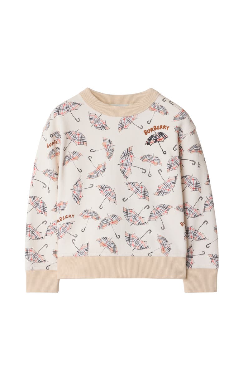 Burberry Umbrella Cotton Sweatshirt, Main, color, Calico White