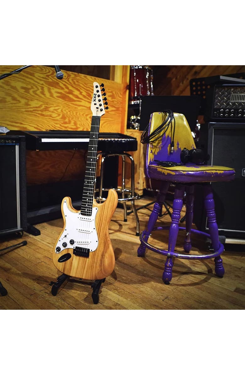 Lyxpro 36 Left Handed Electric Guitar Kit with Amp, Picks, Strap, Tuner, Cable & Case, Alternate, color, Natural