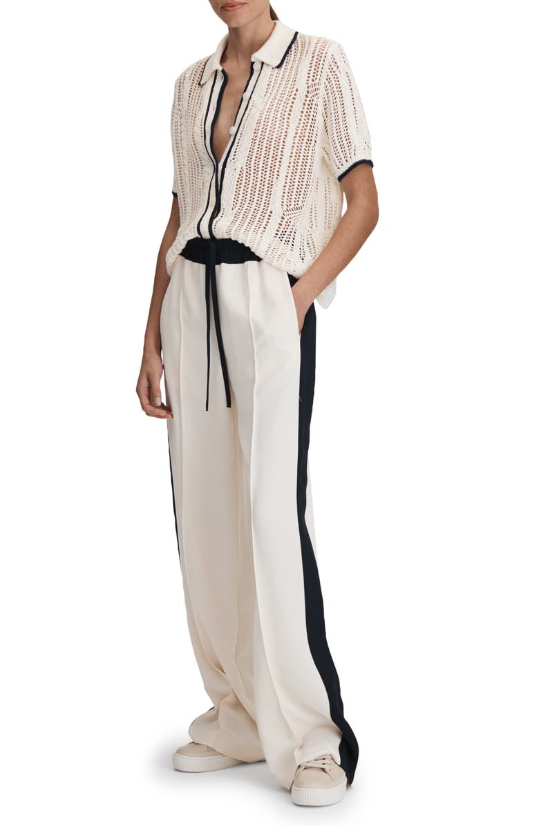 Reiss Erica Open Stitch Linen Button-Up Sweater, Alternate, color,