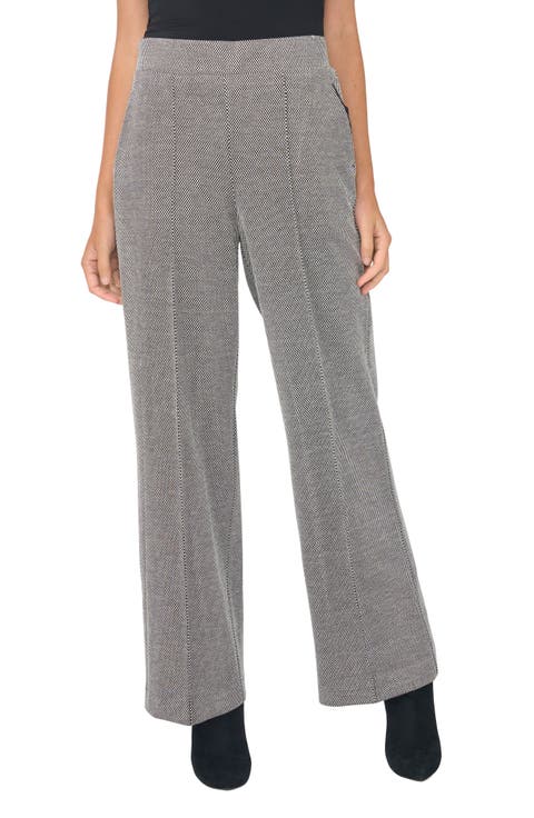 Pintuck Wide Leg Pull-On Pants