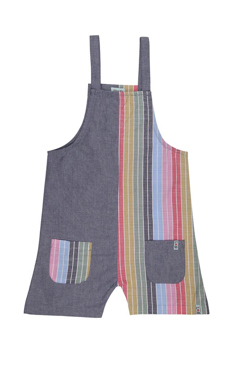 Lilly + Sid Organic Cotton Rainbow Stripe Print Jumpsuit, Main, color, Multi