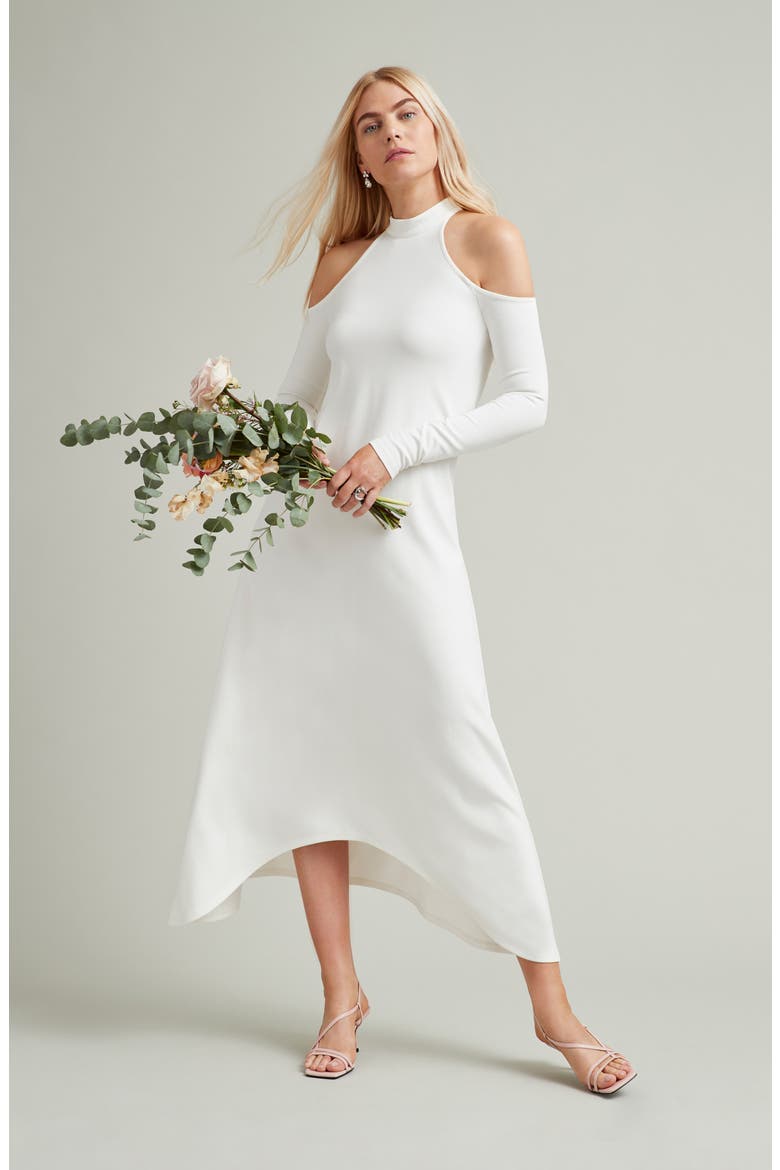 Kalene Cold Shoulder High-Low Maxi Dress, Alternate, color, OFF WHITE