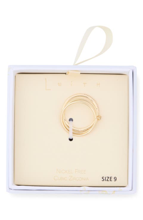 Set of 3 Cubic Zirconia Skinny Band Rings