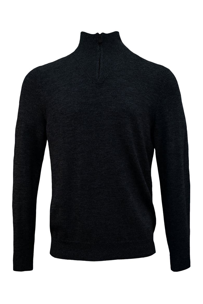 Quest Fully Fashioned Quarter-zip Merino Sweater, Alternate, color, Black Solid
