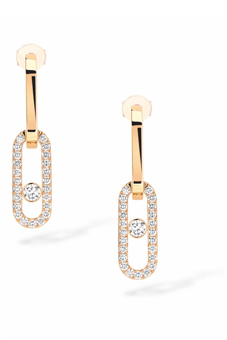 Move Link Diamond Drop Earrings, Main, color, YELLOW GOLD