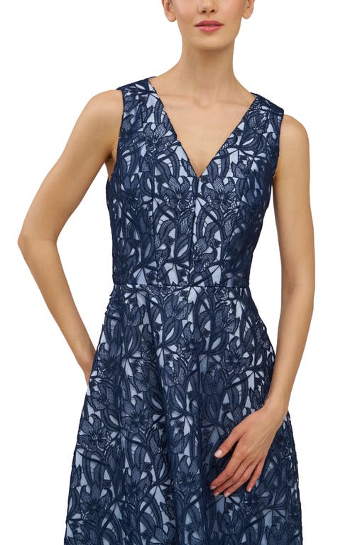Kay Unger Danielle Sleeveless Lace Dress In Blue
