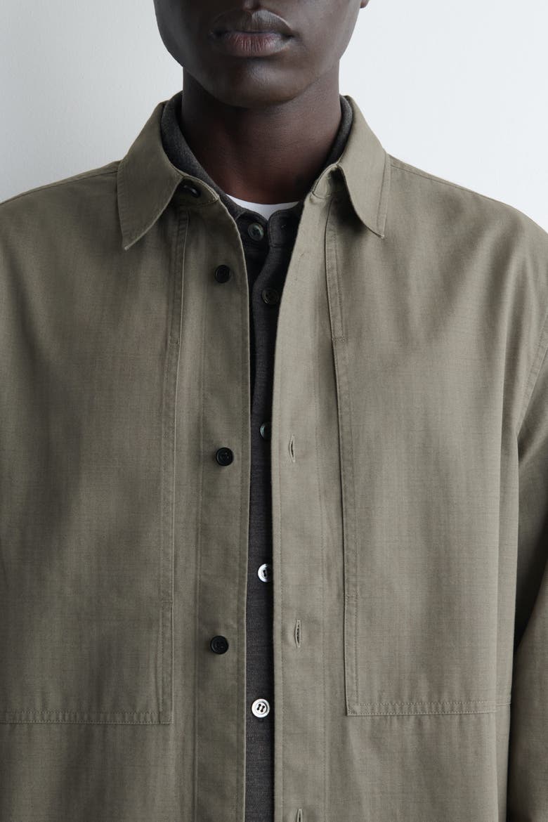 Pocket-Detail Cotton Shirt, Alternate, color, DARK KHAKI