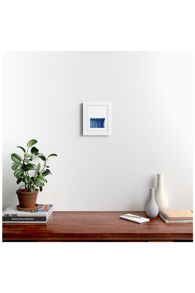Indigo Abstract Brush Strokes Framed Wall Art, Alternate, color, BLACK FRAME