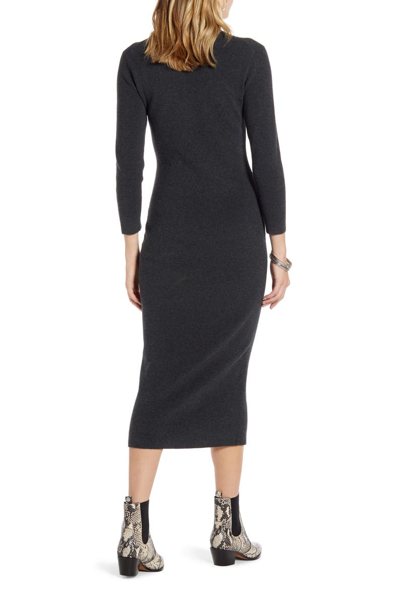 Crewneck Long Sleeve Sweater Dress, Alternate, color, GREY DARK HEATHER