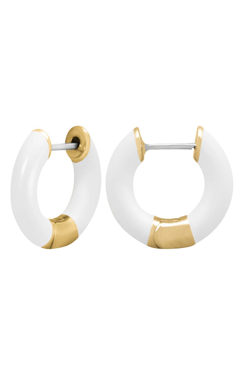 ES JEWELRY Tubular Enamel Hoop Earrings, Main, color, White