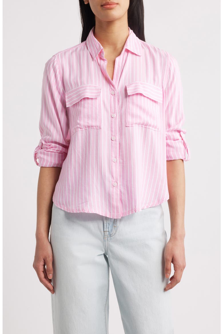 Fallon Crop Button-Up Shirt, Main, color, CACTUS BLOSSOM