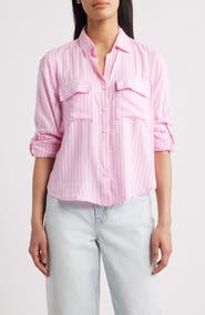 beachlunchlounge Fallon Crop Button-Up Shirt