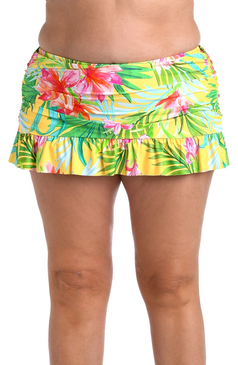 La Blanca Calypso Ruffle Swim Skirt, Alternate, color, Yellow Multi