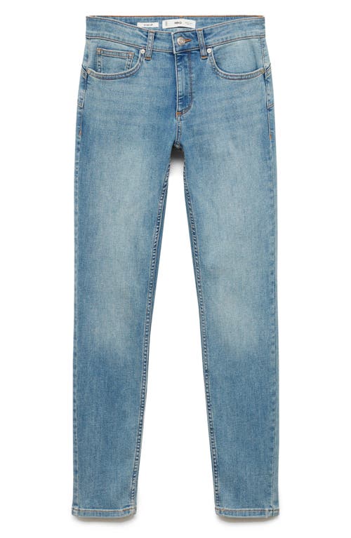 Mango Coated Low Rise Push-up Skinny Jeans In Medium Blue