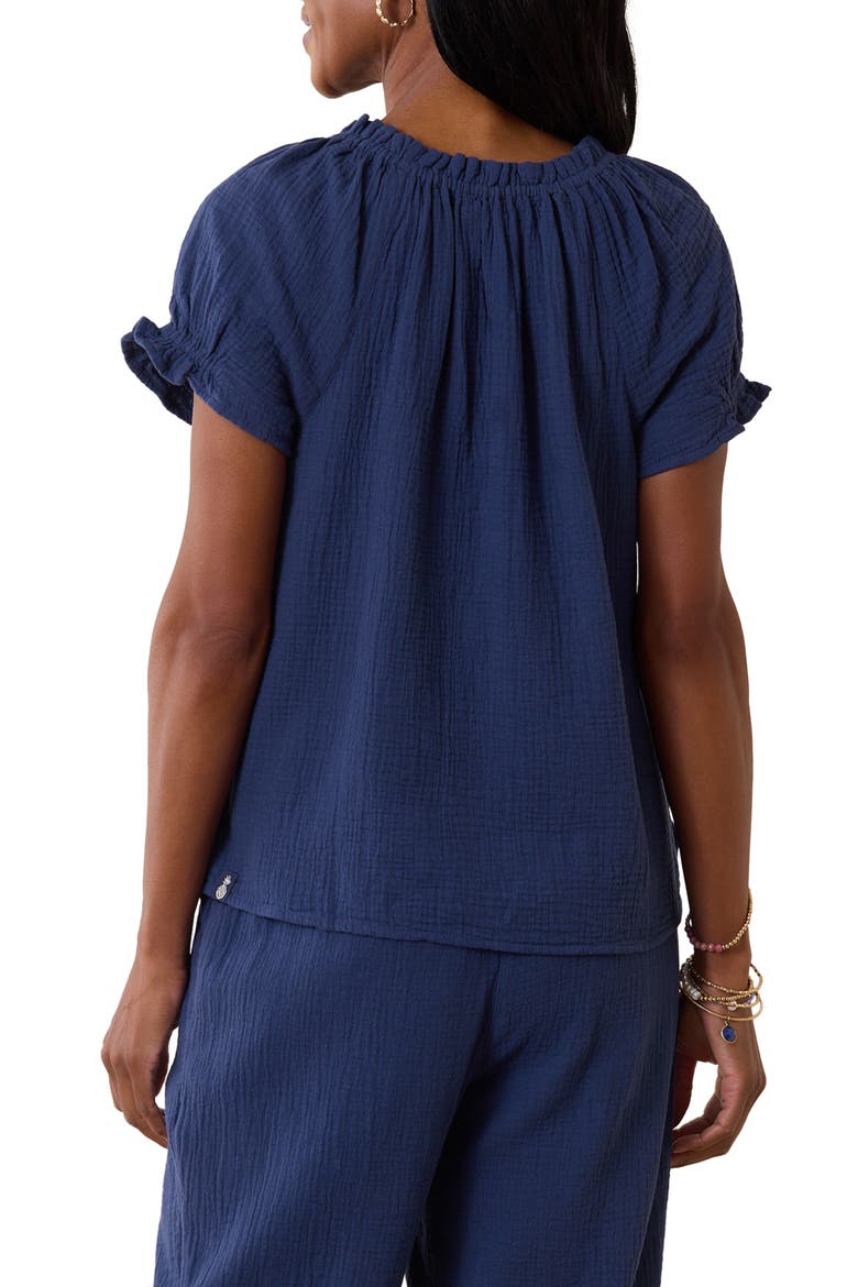 Coral Isle Cotton Button-Up Top, Alternate, color, ISLAND NAVY