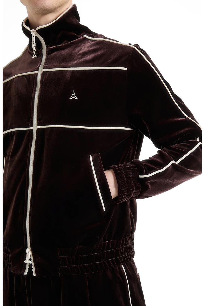 Eiffel Velour Track Jacket, Alternate, color, Brown