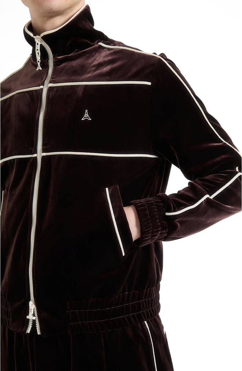 Manière De Voir Eiffel Velour Track Jacket, Alternate, color, Brown